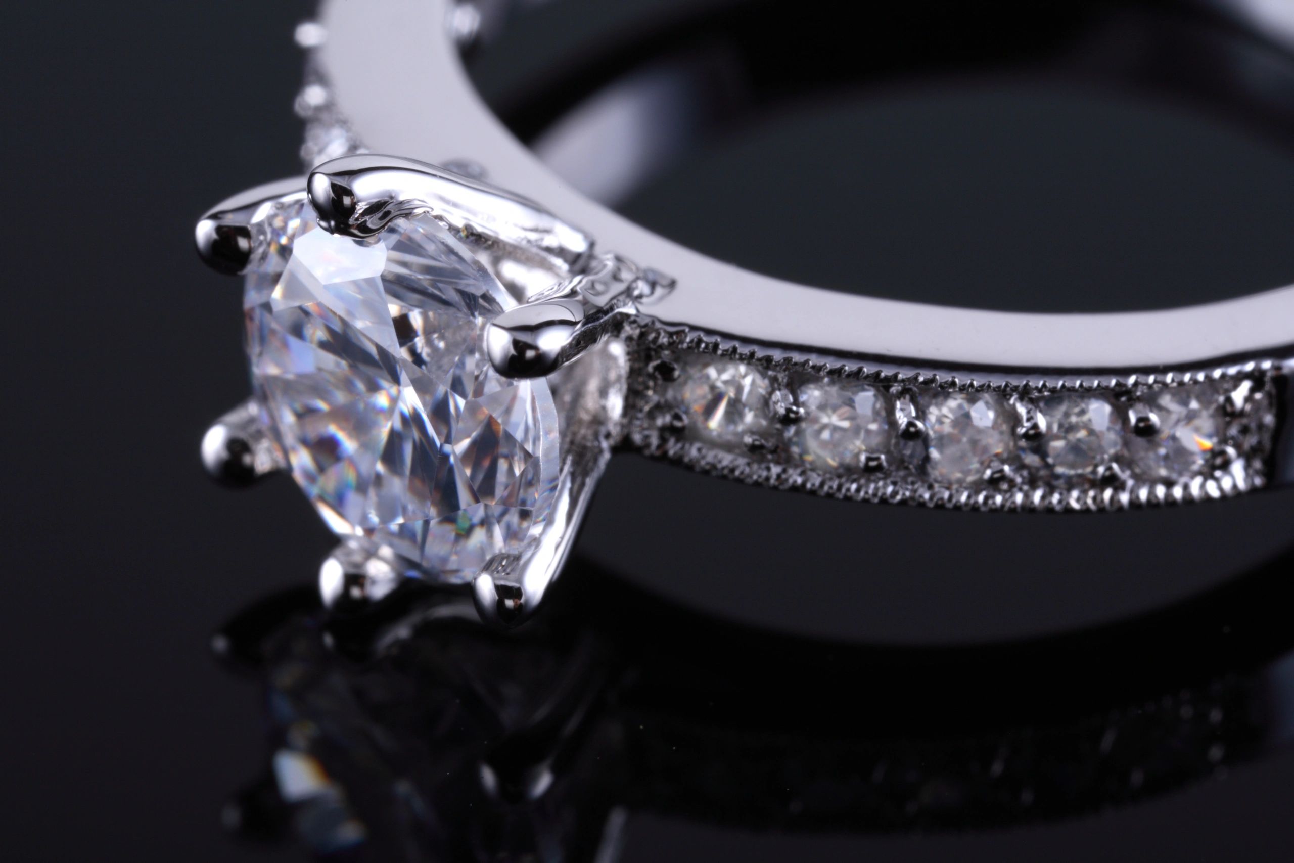 Macro shot of a diamond ring