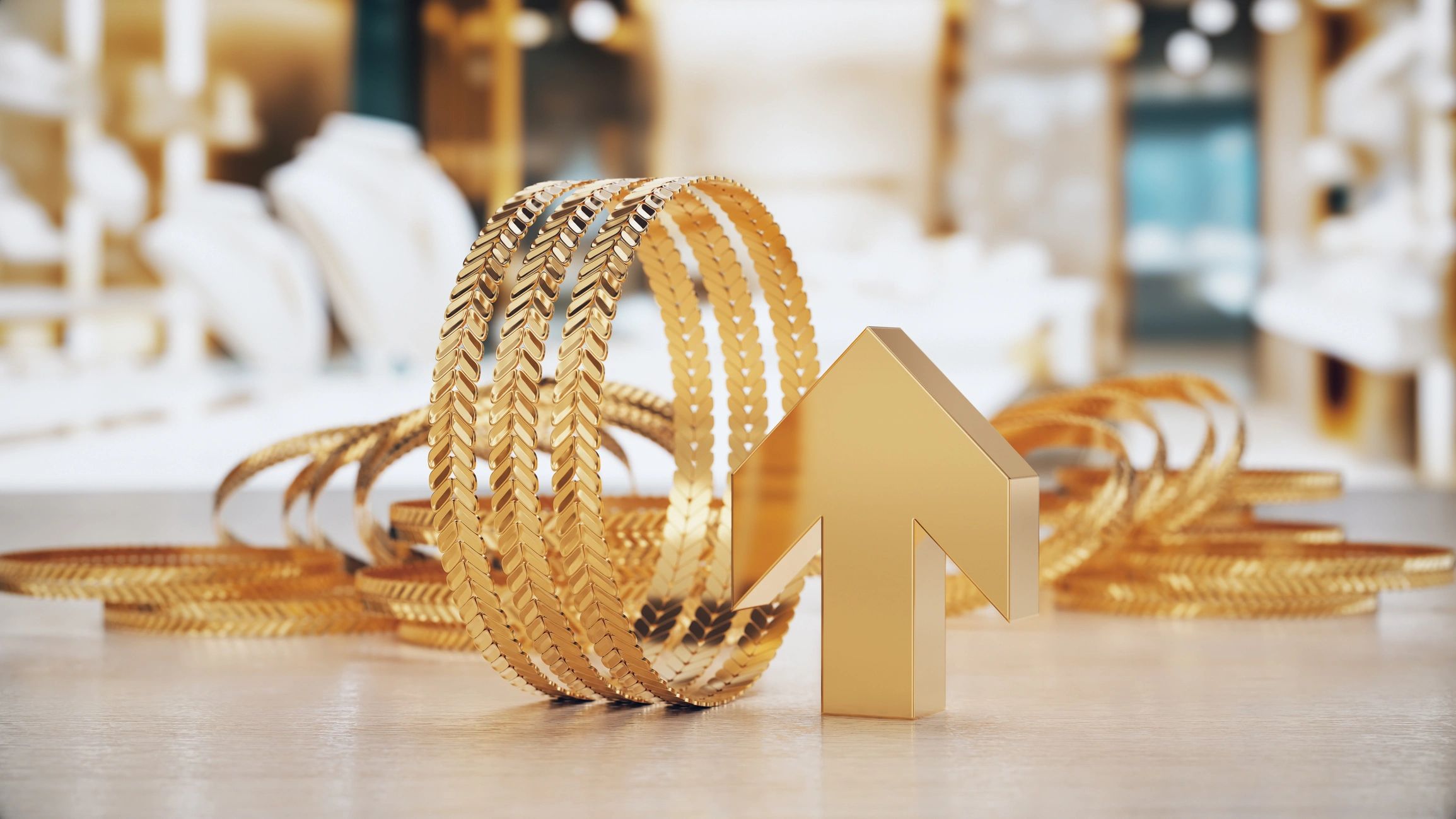 Gold bracelet product photo with elegant jewelry styling